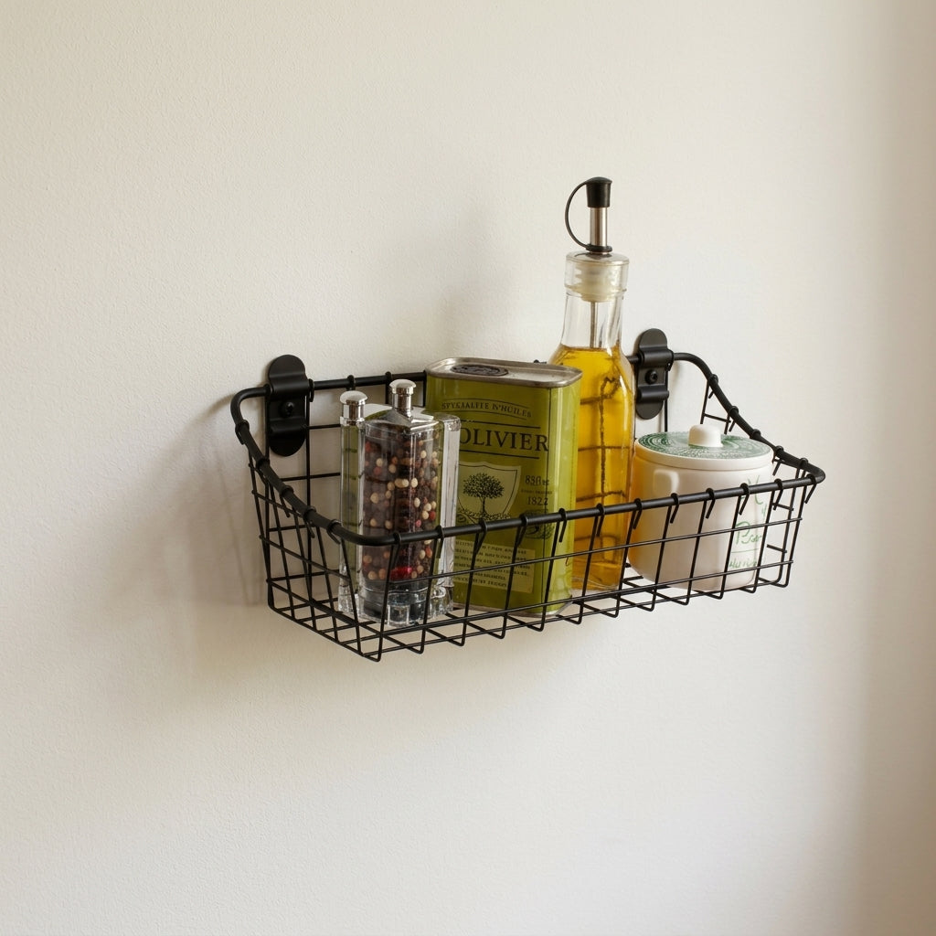 Vintage Living Wall Mount Storage Basket Small Spectrum