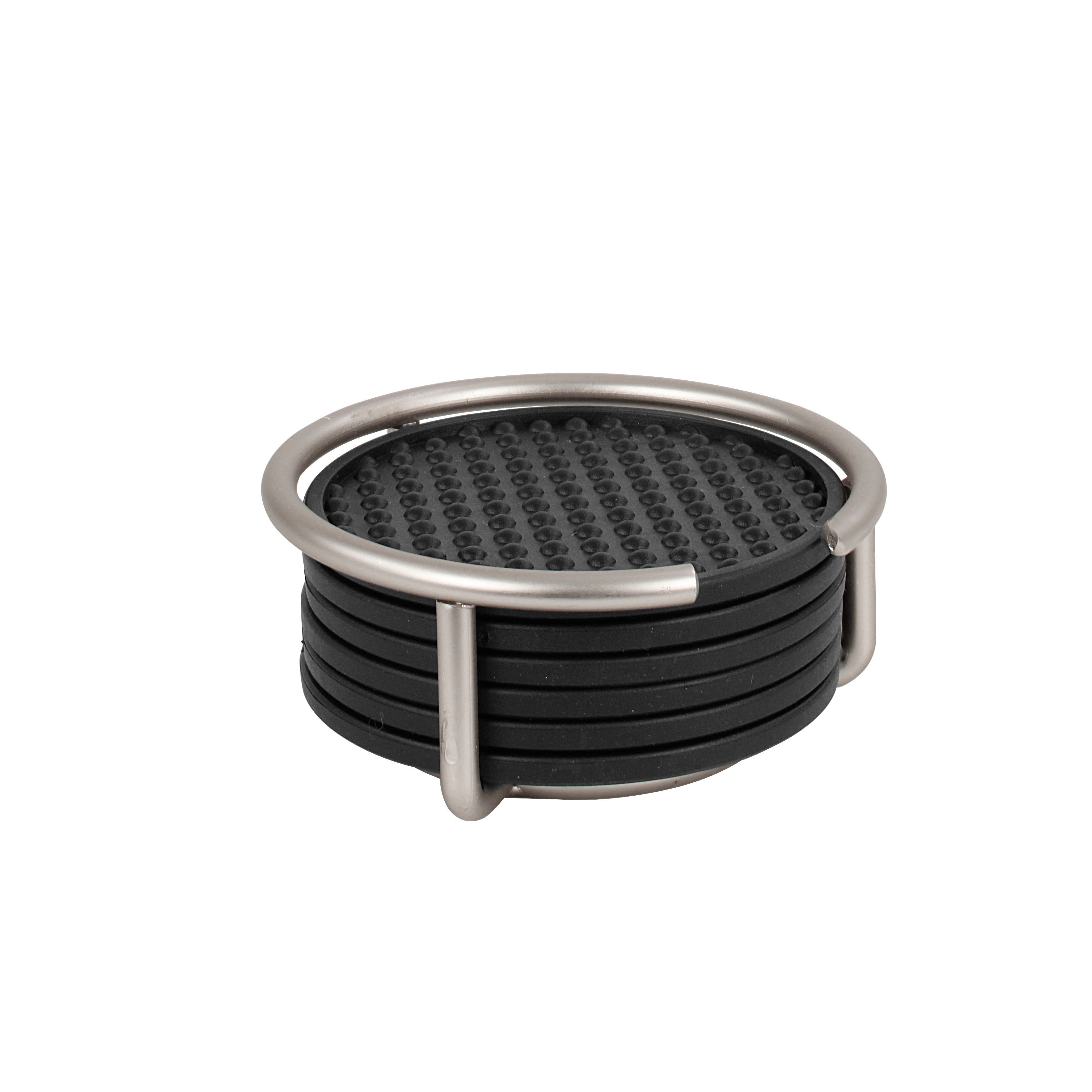 Euro Coaster Container with 6 Coasters Spectrum Satin Nickel