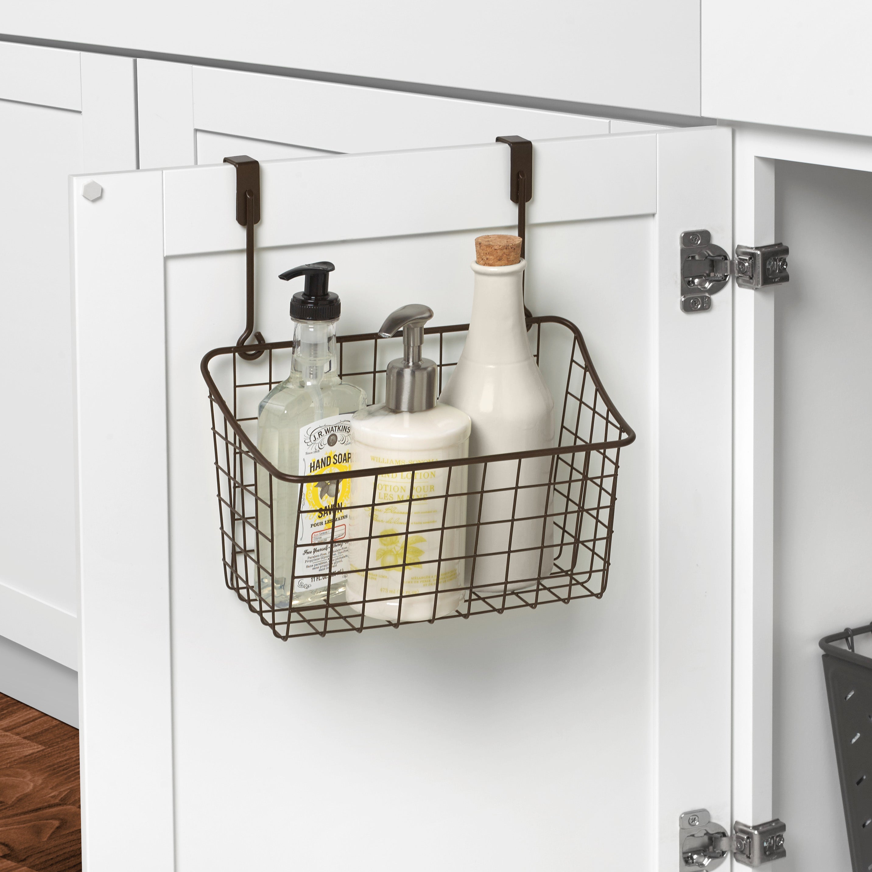 Grid Over the Cabinet Towel Bar & Storage Basket Spectrum
