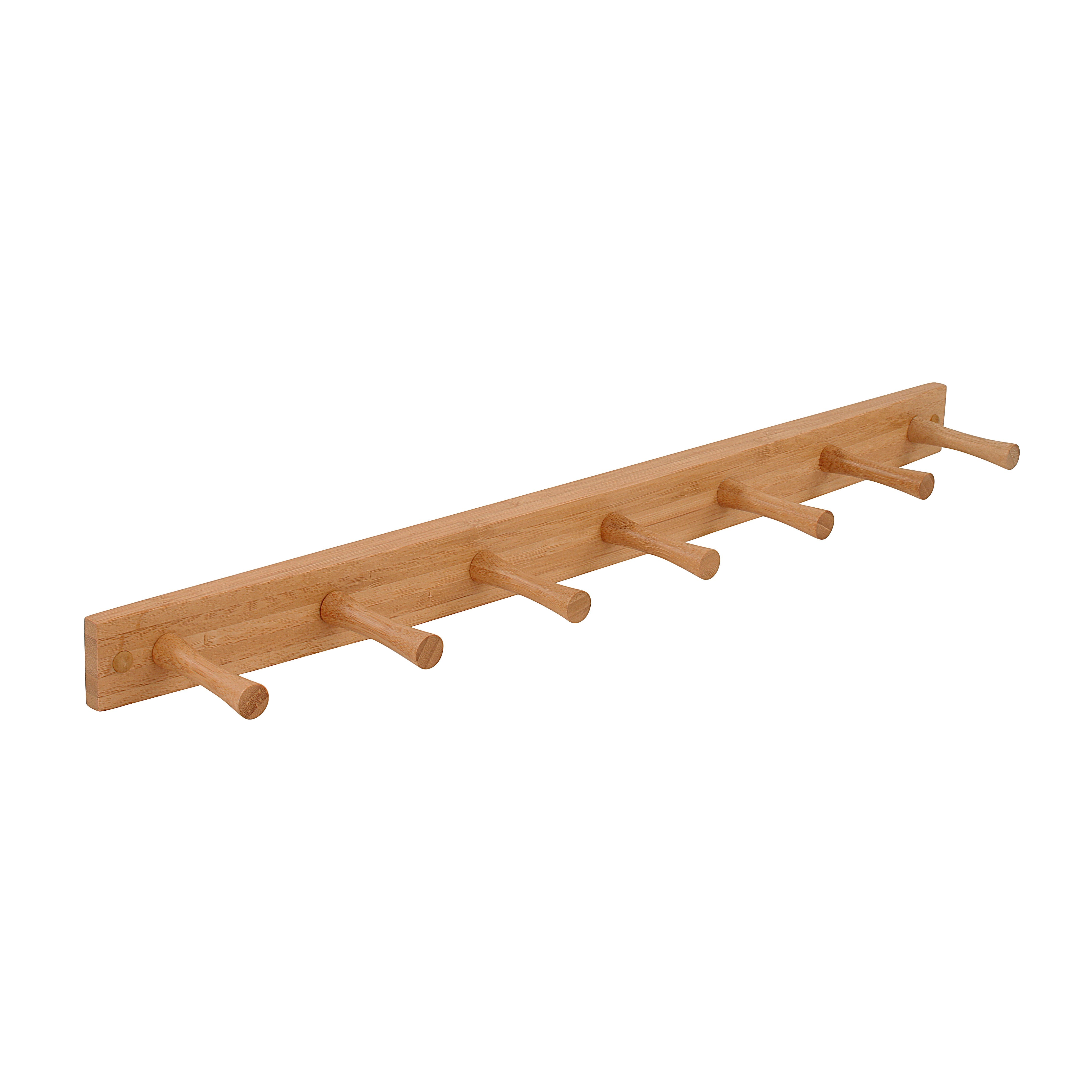 Wall Mount Wood Rack 7 Pegs Spectrum Bamboo