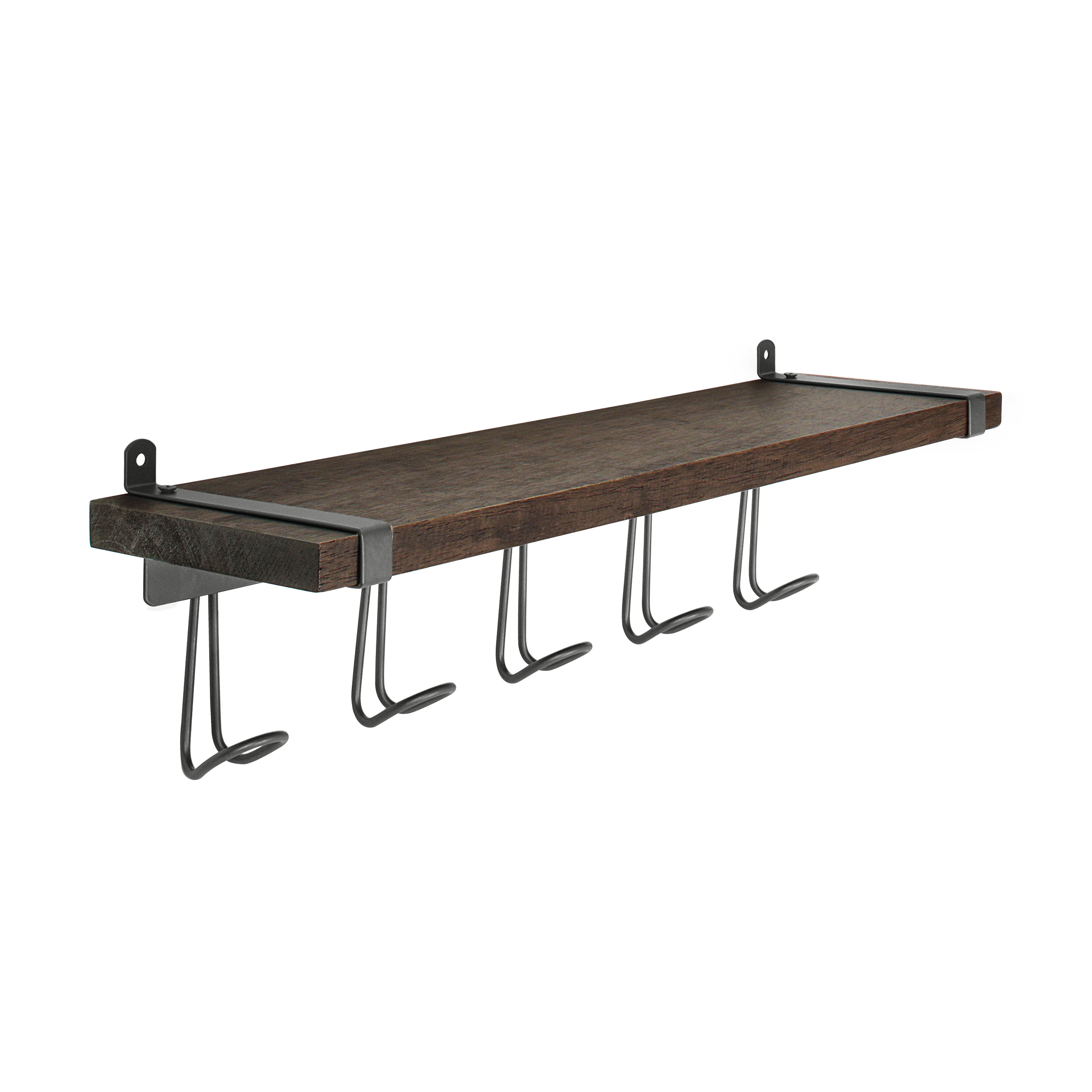 Vintage Living Wall Mount Shelf & Hooks Spectrum