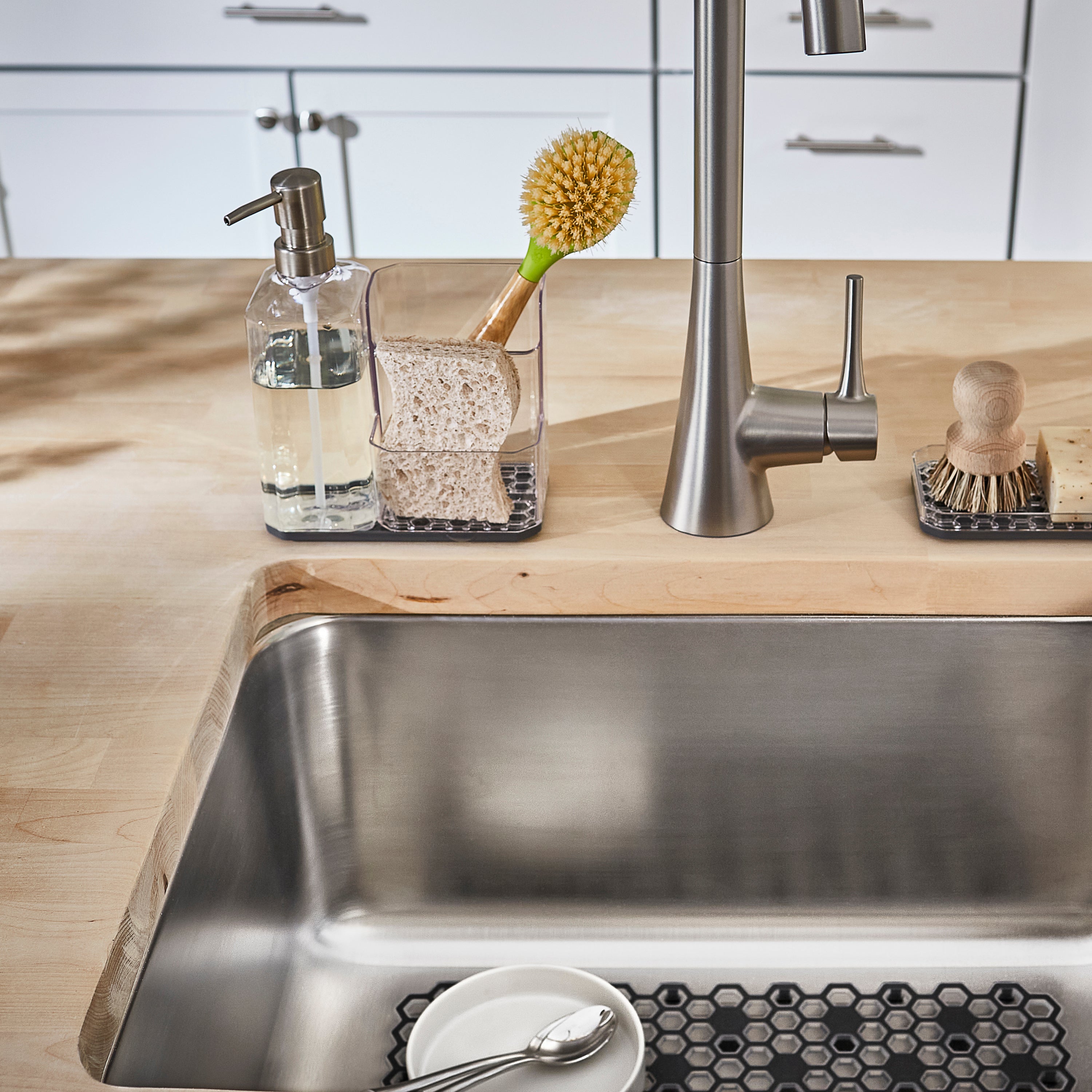 HEXA Sponge & Brush Organizer with Soap Pump Spectrum
