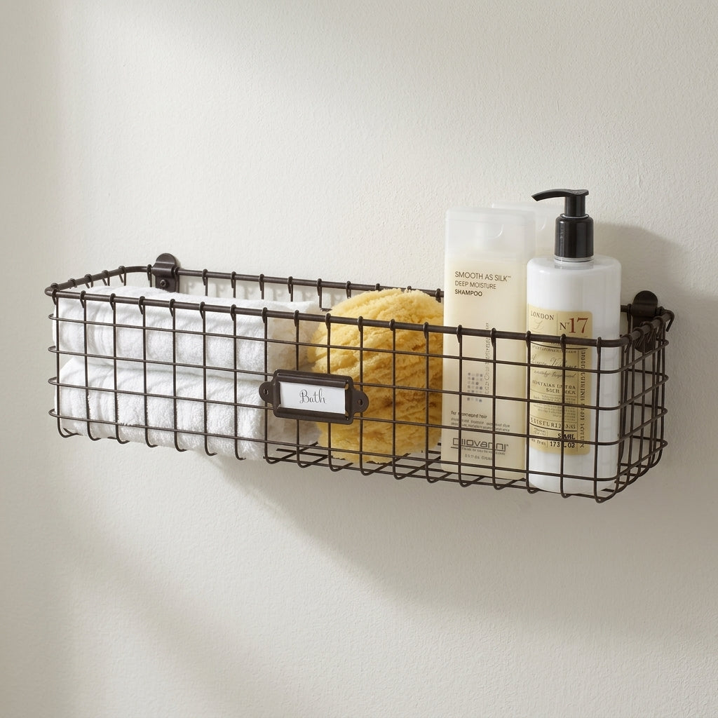 Vintage Living Wall Mount Storage Basket Spectrum
