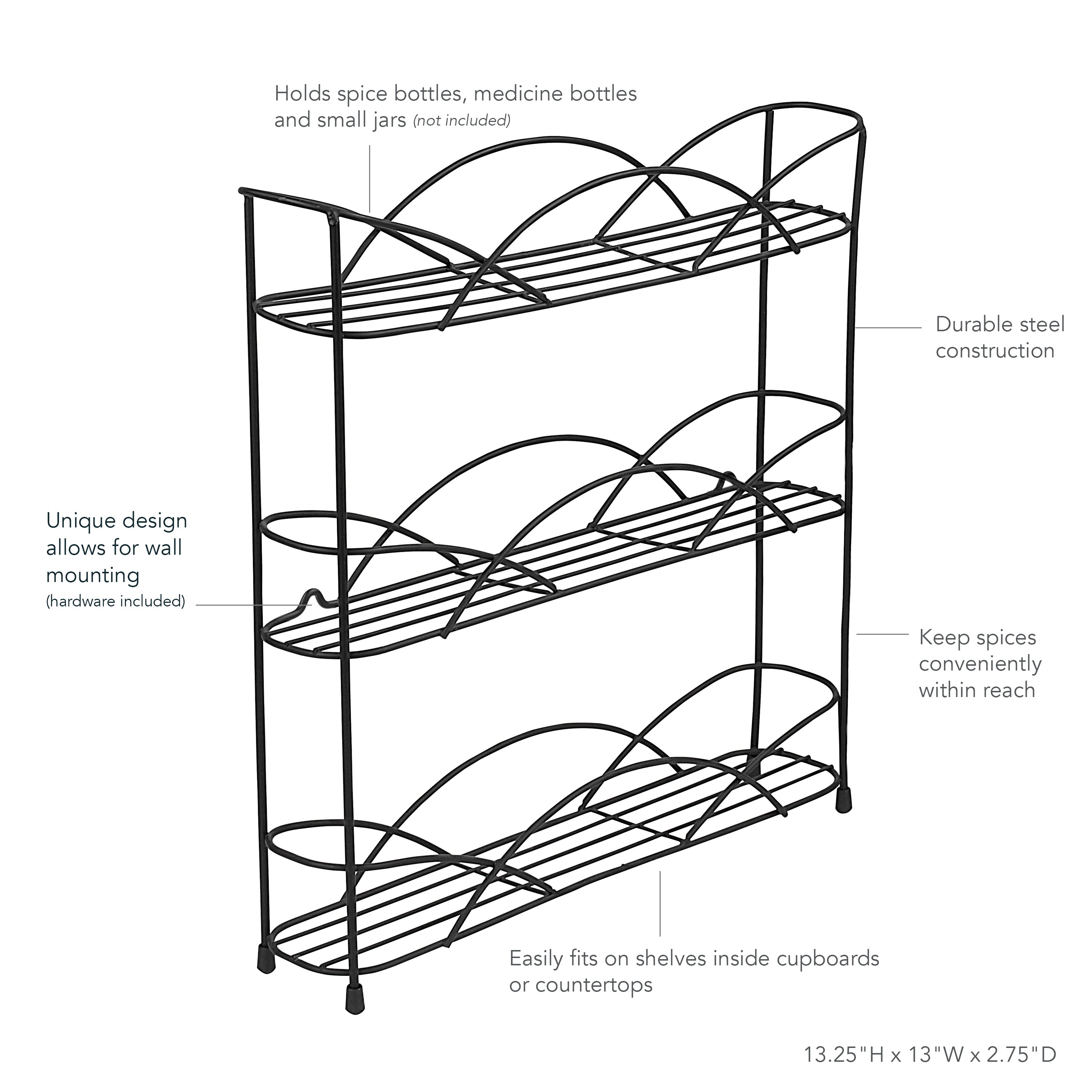 Countertop or Wall Mount 3-Tier Spice Rack Spectrum