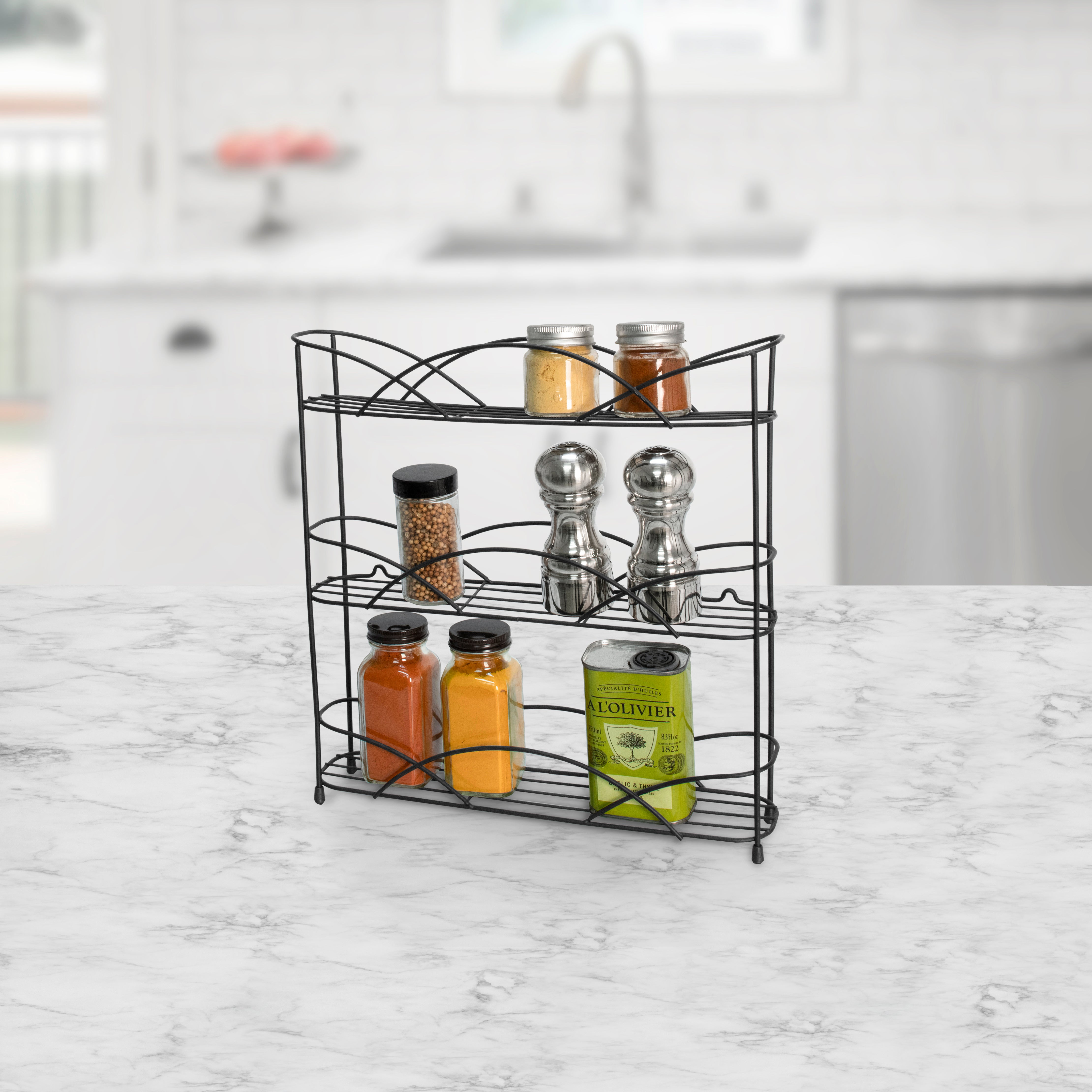 Countertop or Wall Mount 3-Tier Spice Rack Spectrum
