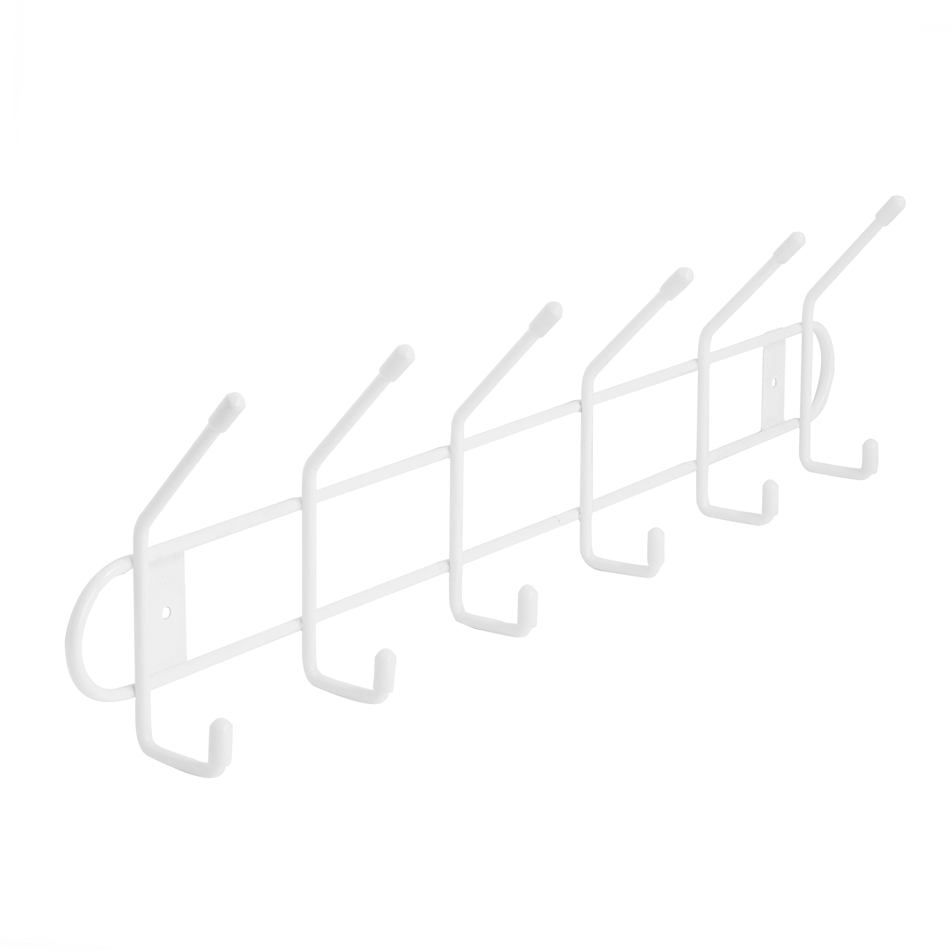 Wall Mount Rack 6 Double Hooks Spectrum White