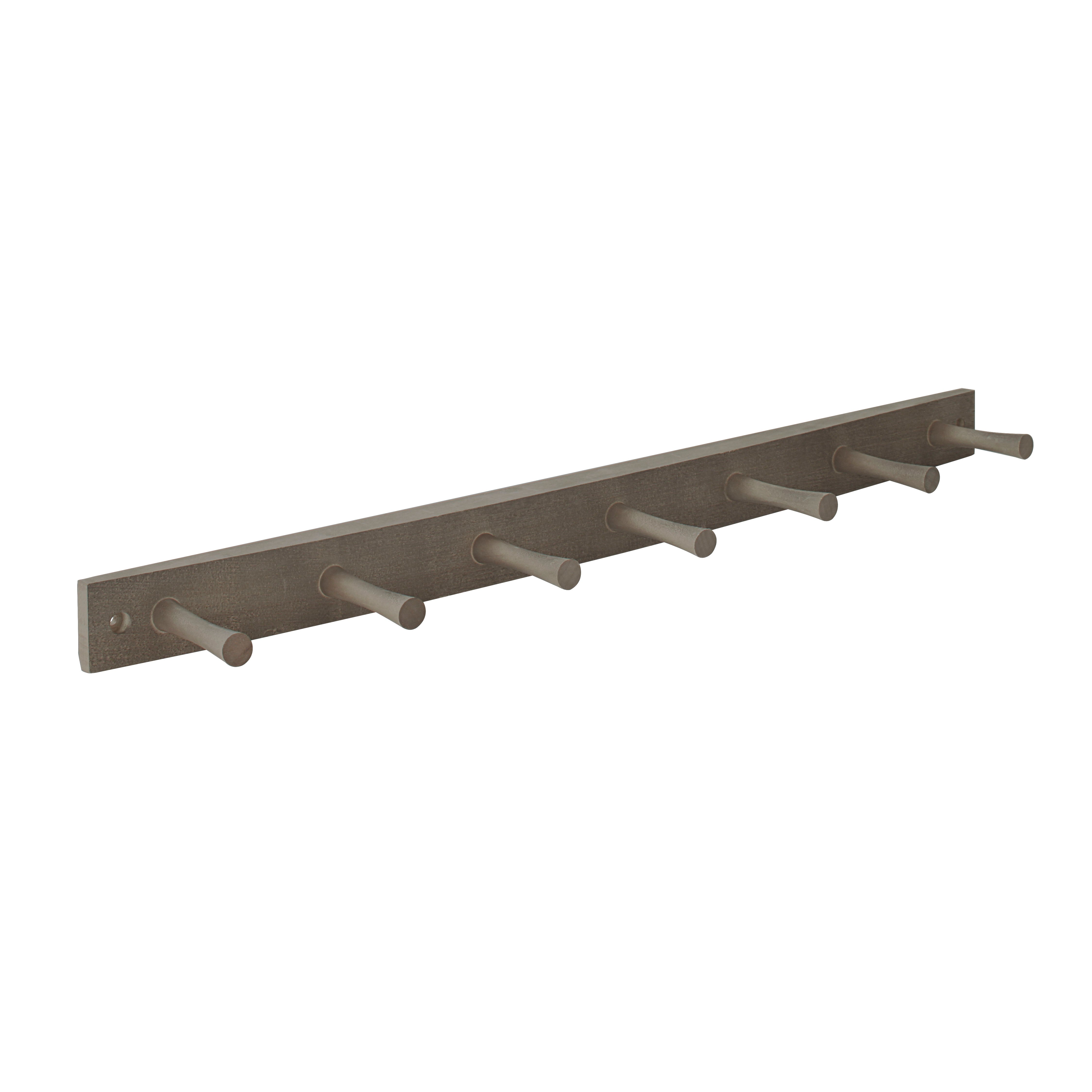 Wall Mount Wood Rack 7 Pegs Spectrum Greige