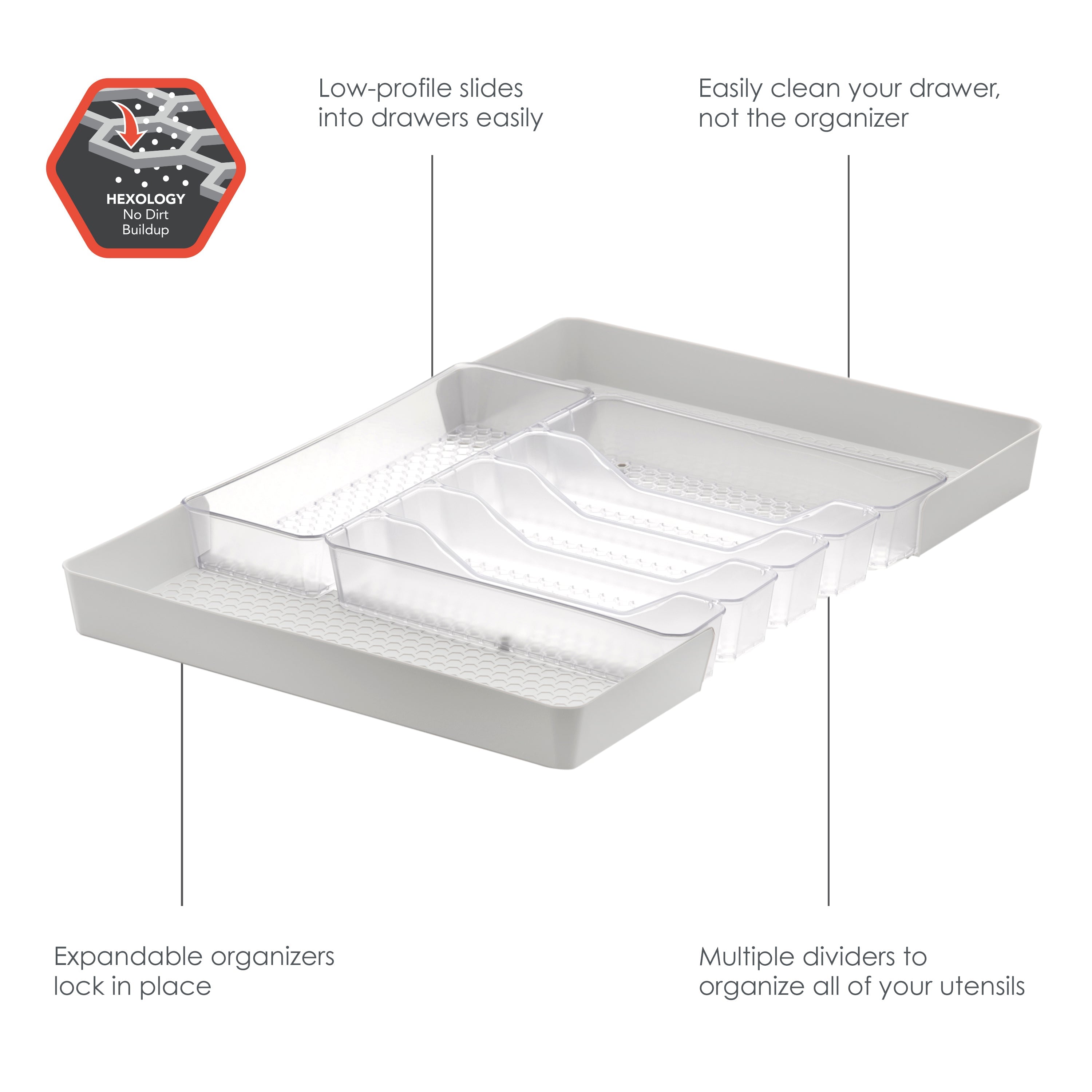 HEXA 6 Divider Expandable Silverware Tray Spectrum