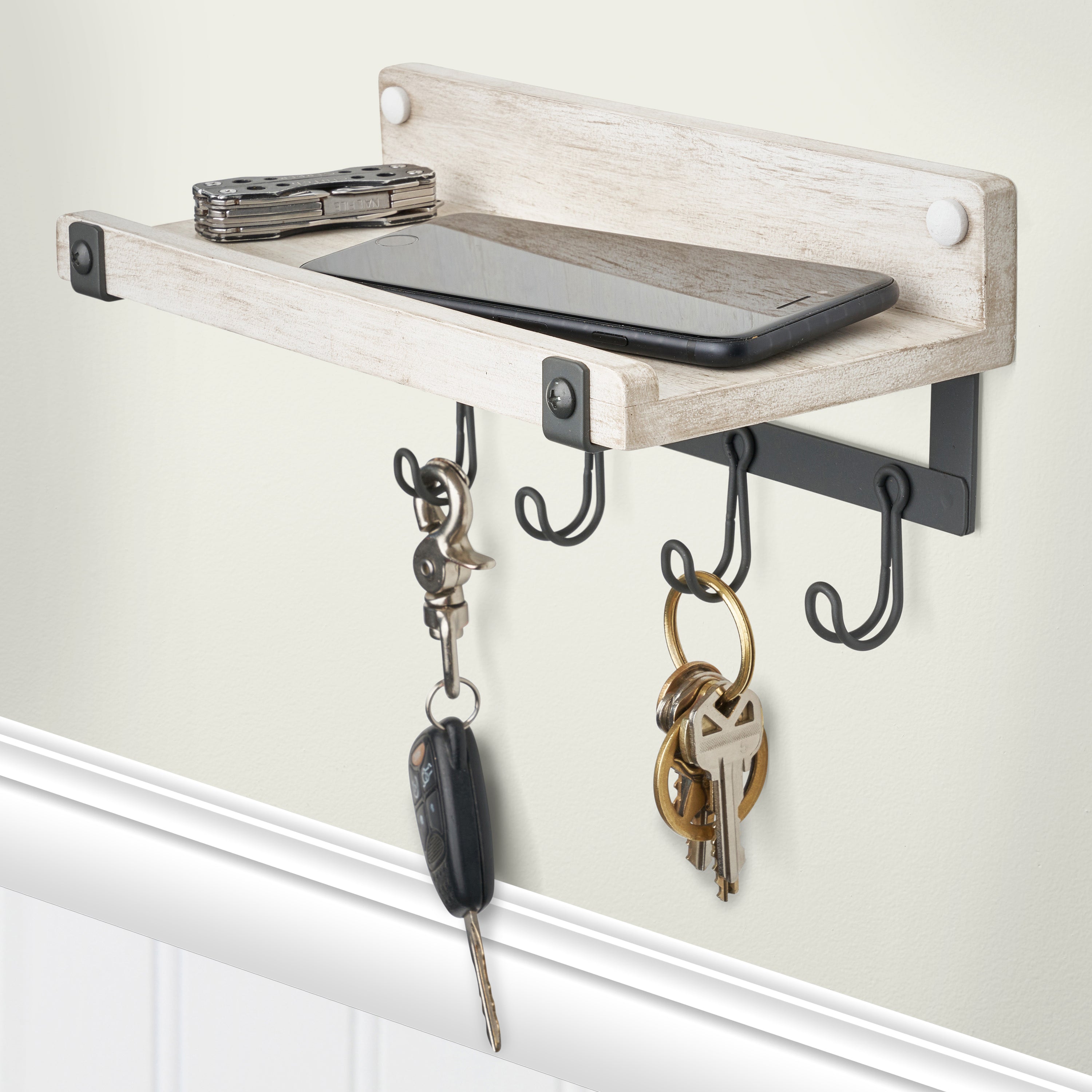 Rowan Wall Mount Hook Station & Shelf Spectrum