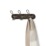 Picture of Millbrook Wall Mount 3-Hook Wood Rack - Coffee