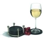 Picture of Pantry Works 6 Black Coasters with Holder - Satin Nickel