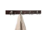 Picture of Stratford 4-Double Hook Wall Mount Wood Rack - Coffee with Graphite Hooks