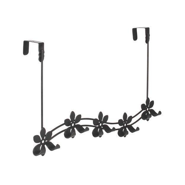 Picture of Flower Over the Door 5-Hook Rack - Black