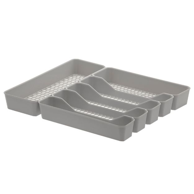 Picture of HEXA® 6-Divider Silverware Tray — Stone Gray