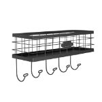 Picture of Vintage Living Wall Mount Basket & Hook Station - Black 