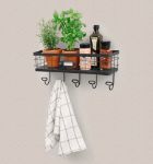 Picture of Vintage Living Wall Mount Basket & Hook Station - Black 