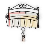 Picture of Scroll Wall Mount Letter Holder & Key Rack - Black