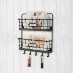 Picture of Vintage Living Wall Mount 2-Tier Letter Holder & Key Rack - Black