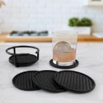 Picture of Euro 6-Piece Coasters with Holder - Black 