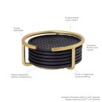 Picture of Euro® 6-Pack Black Coaster Set with Holder - Gold