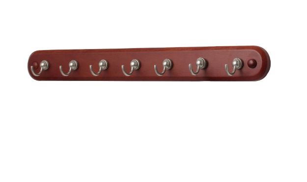 Picture of 7-Hook Wall Mount Key Rack - Walnut/Satin Nickel