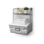 Picture of Vintage Living Wall Mount Storage Bin with Shelf - Industrial Gray