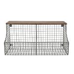 Picture of Vintage Living Wall Mount Double Storage Bin with Wood Shelf - Industrial Gray