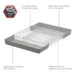 Picture of HEXA® 6-Divider Expandable Silverware Tray — Stone Gray/Clear Frost