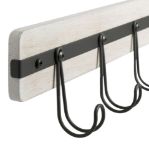 Picture of Rowan Wall Mount 5-Hook Wood Rack - Whitewashed with Industrial Gray Hooks