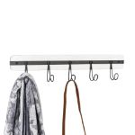 Picture of Rowan Wall Mount 5-Hook Wood Rack - Whitewashed with Industrial Gray Hooks